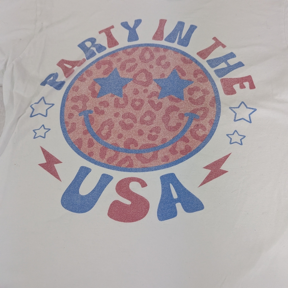 Party in the USA White Graphic Tee Large Unisex